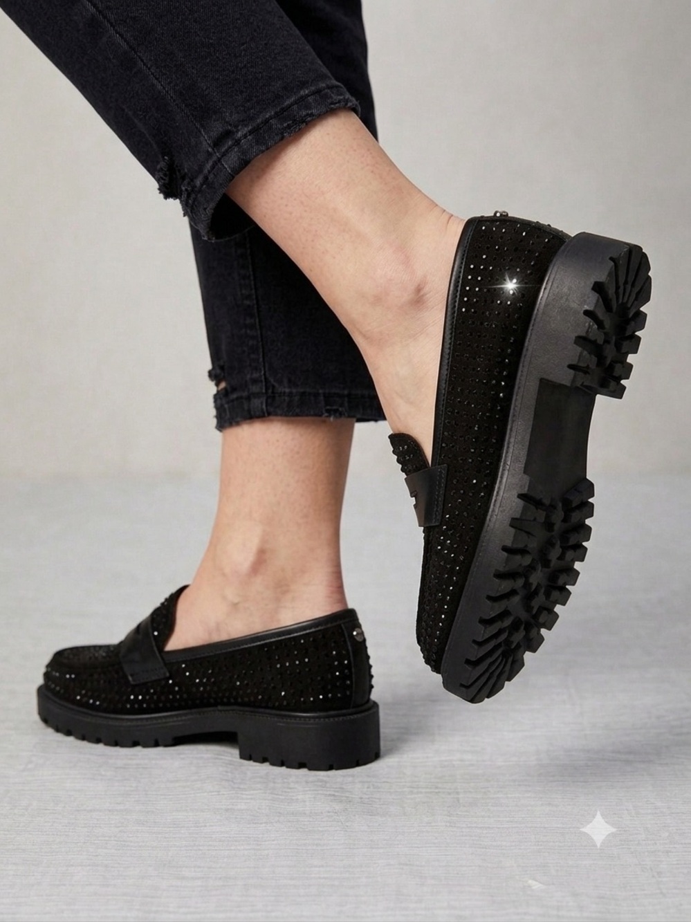 Sam & Libby Black Studded Slip-On Loafers